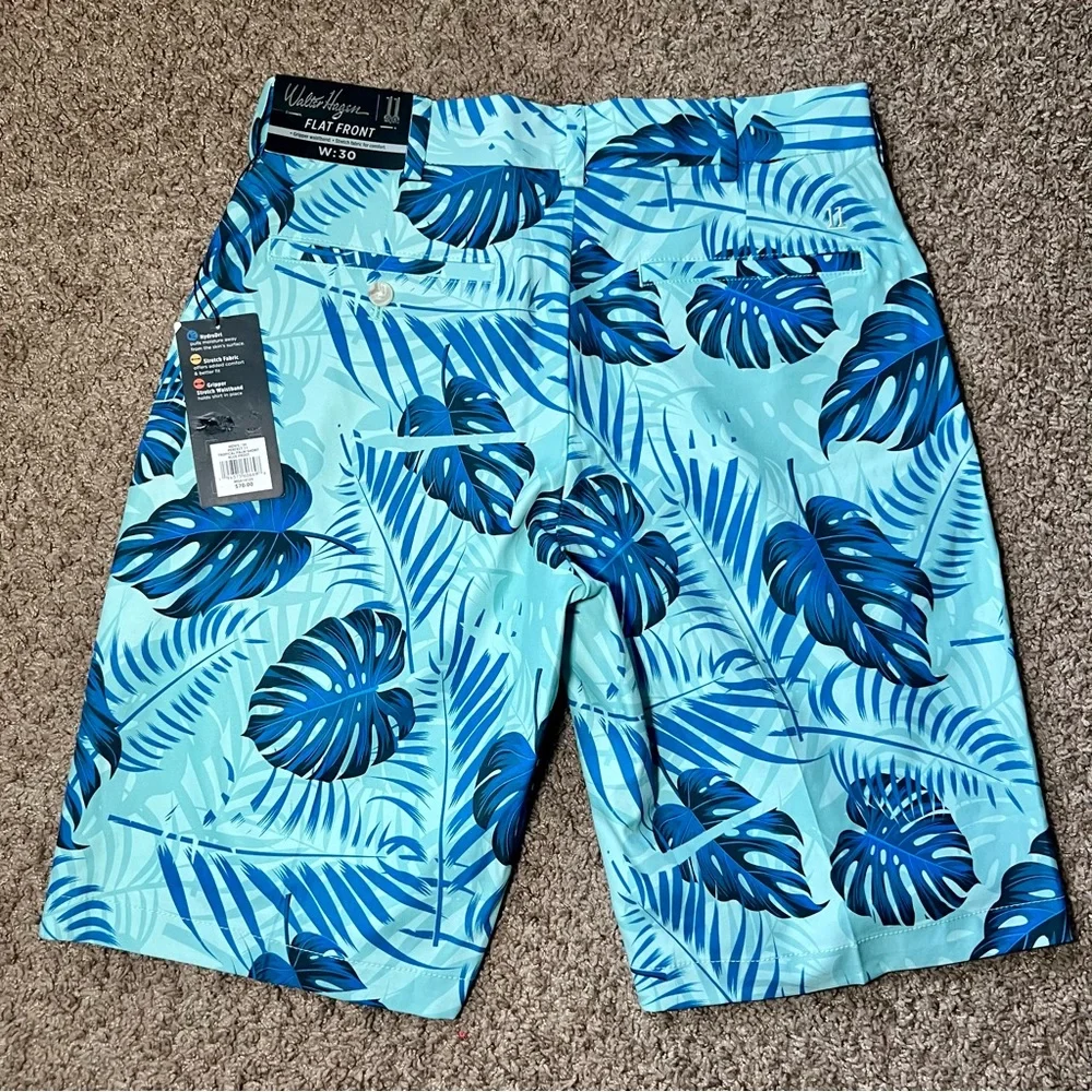 Walter Hagen Men’s Size Medium Golf Shorts Lightweight Blue Floral Plant Beach